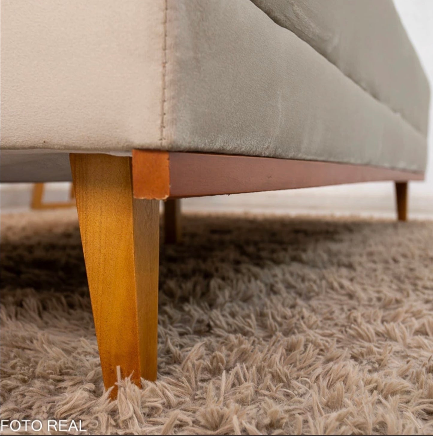 Sofá Cama Madrid Veludo Bege 2269 Larg. 1.80m - Molas Bonnel