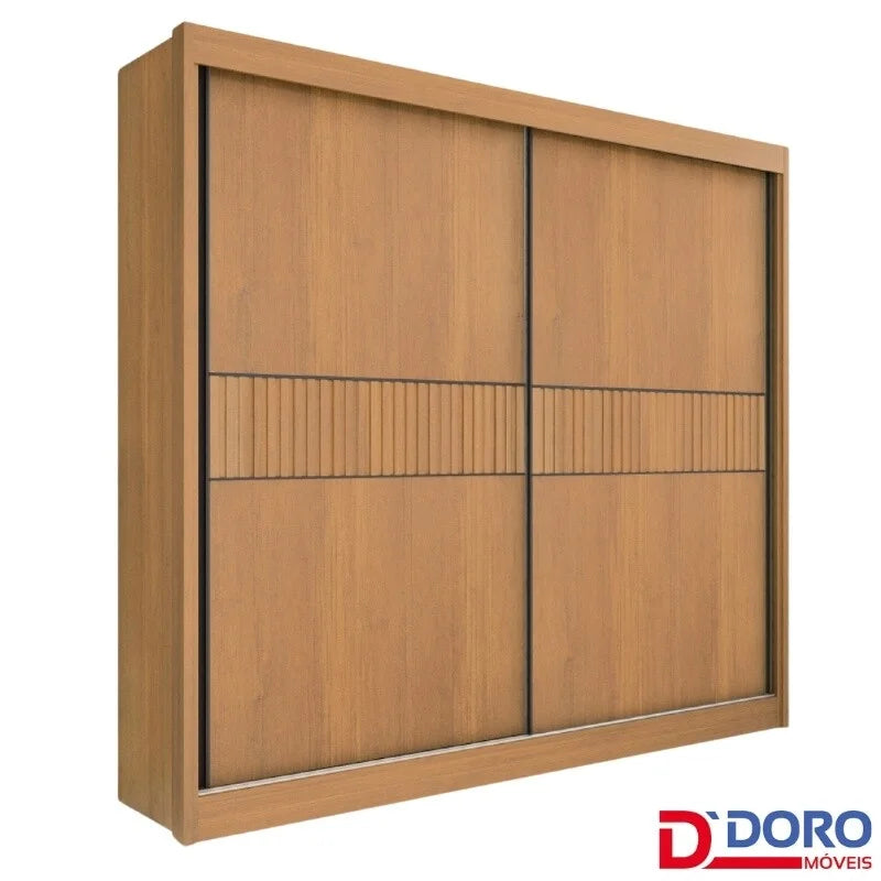 Guarda-roupa Casal Cancun Cinamomo/Off 2 Portas 6 Gavetas Detalhe Ripado 100% MDF Larg. 2.20m – D Doro