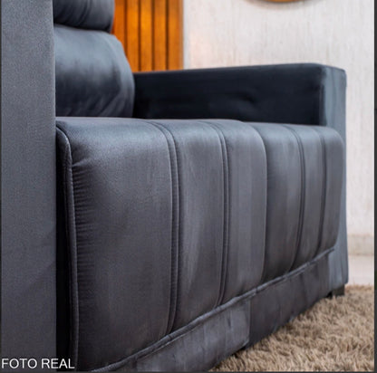 Sofá Retrátil Reclinável Royal 2.00m Veludo Grafite