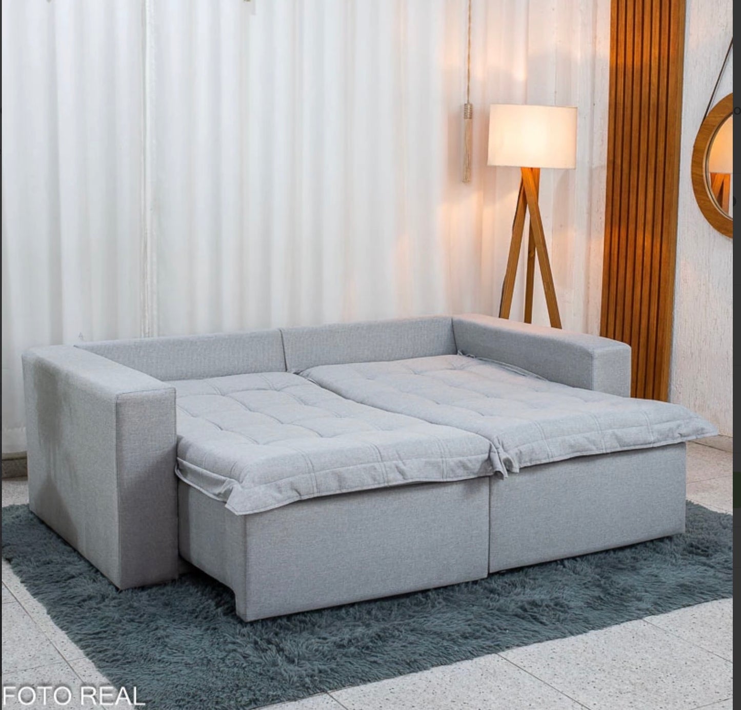 Sofá Retrátil Bolt 2.00m Linho Gelo - Sem Caixa