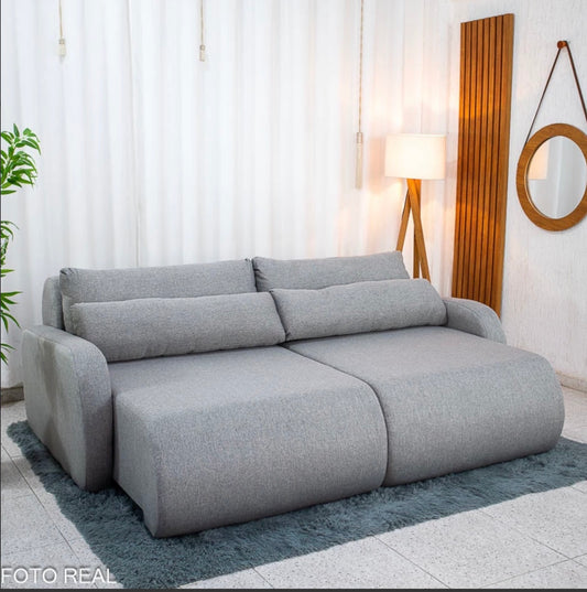 Sofá Retrátil Bellagio Larg. 2.25m Linho Cinza A59