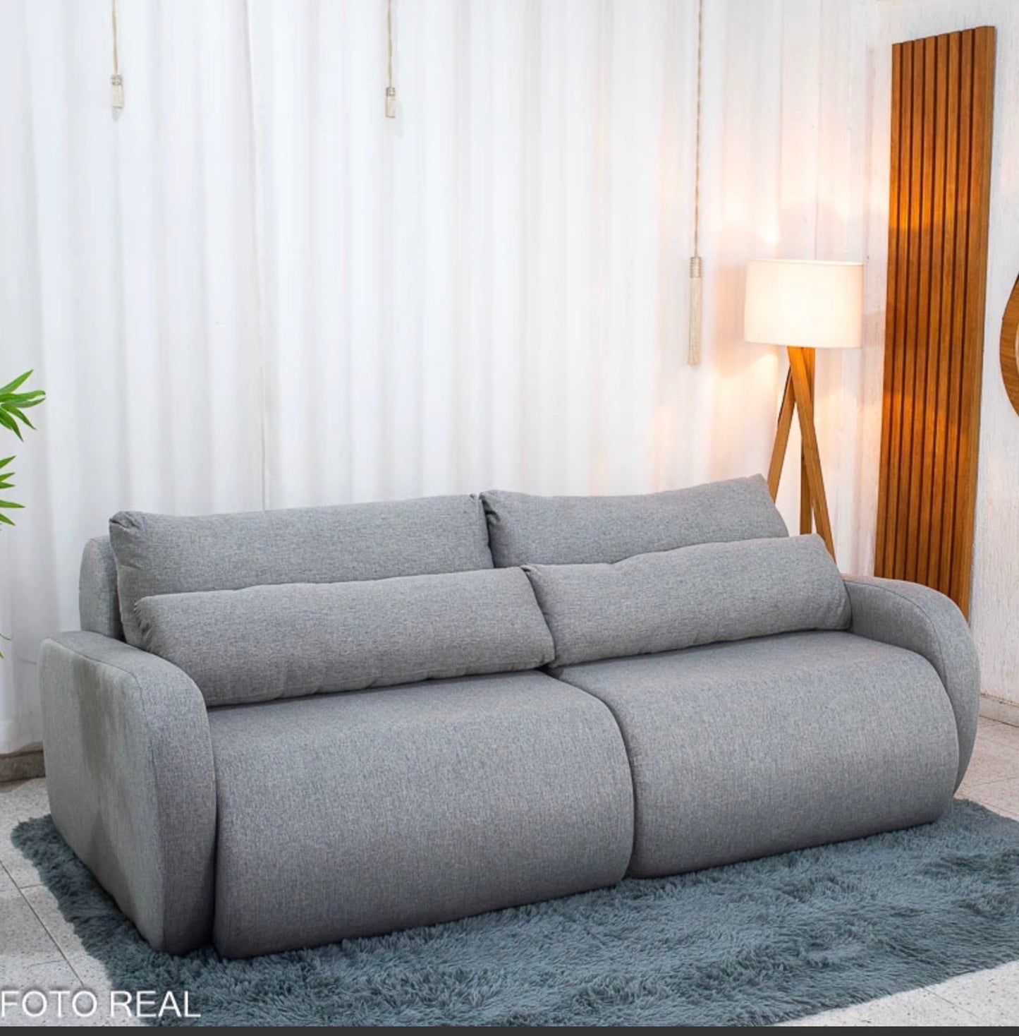 Sofá Retrátil Bellagio Larg. 2.25m Linho Cinza A59
