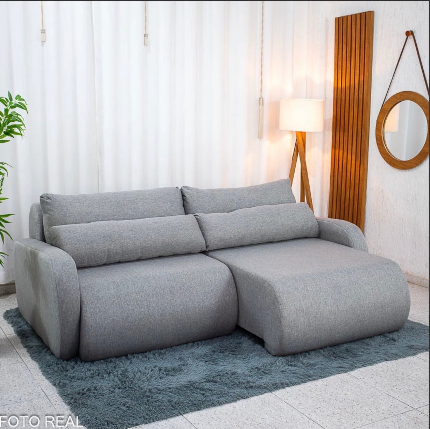 Sofá Retrátil Bellagio Larg. 2.25m Linho Cinza A59