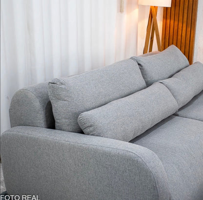 Sofá Retrátil Bellagio Larg. 2.25m Linho Cinza A59