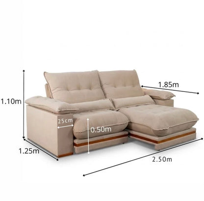 Sofá Retrátil Reclinável Ibis 2.50m Veludo Bege 827 - D33 e Molas Ensacadas