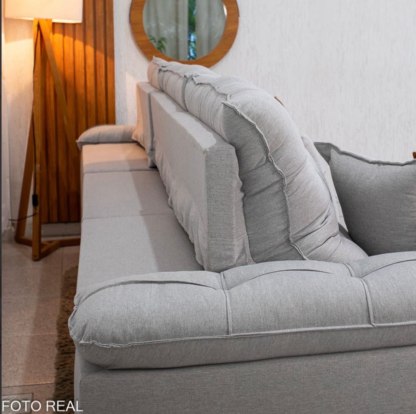 Sofá Retrátil Reclinável Verona 3.20m Linho Cinza Gelo 31 - Molas Ensacadas