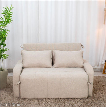 Sofá Cama Amora New Larg. 1.37m Linho Bege 488