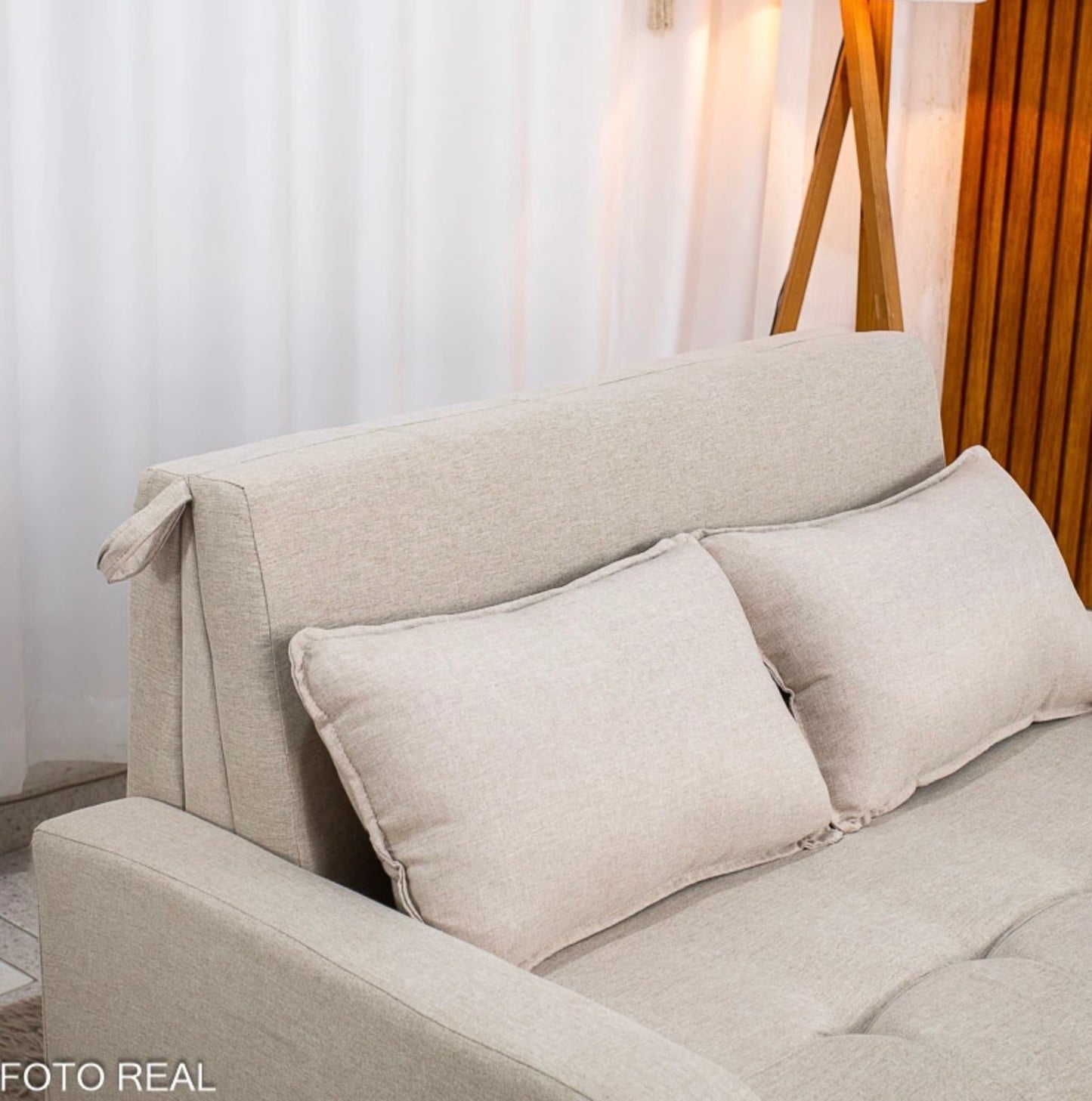 Sofá Cama Amora New Larg. 1.37m Linho Bege 488