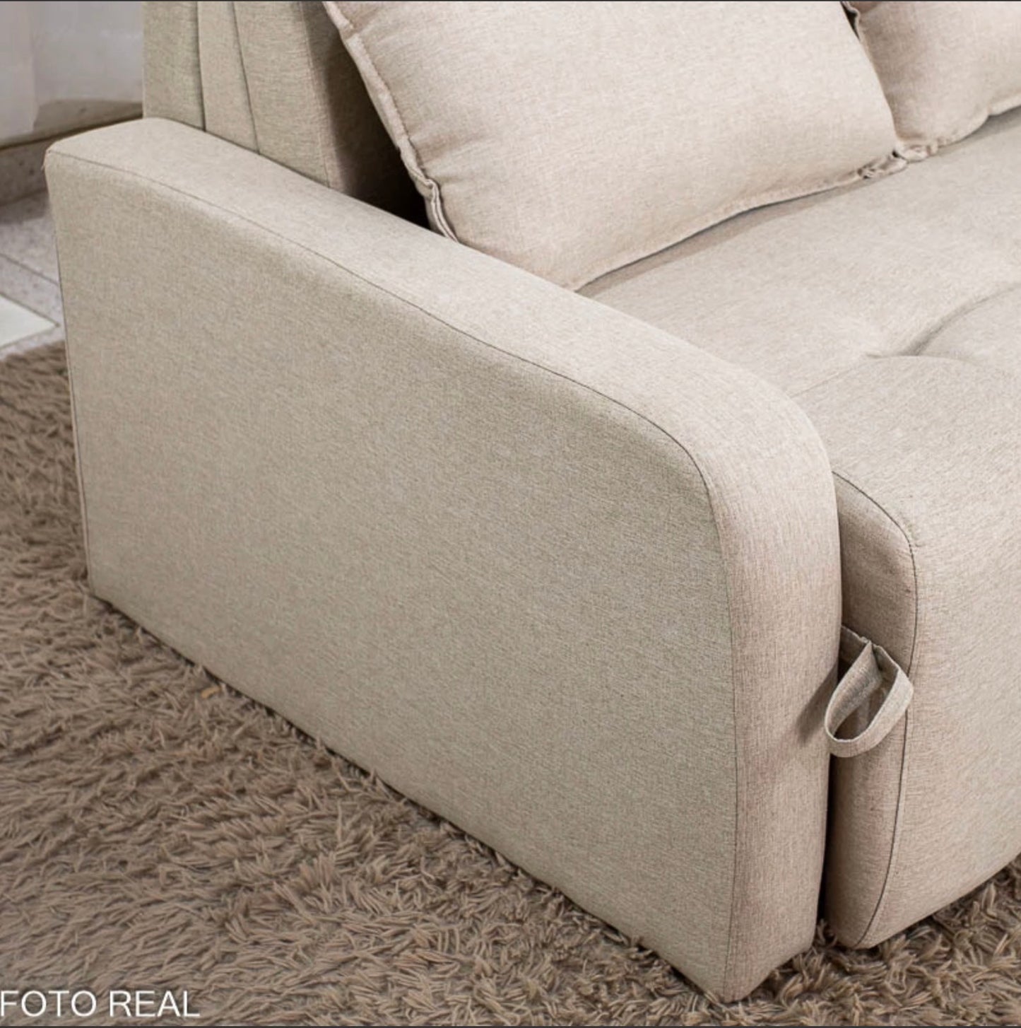 Sofá Cama Amora New Larg. 1.37m Linho Bege 488