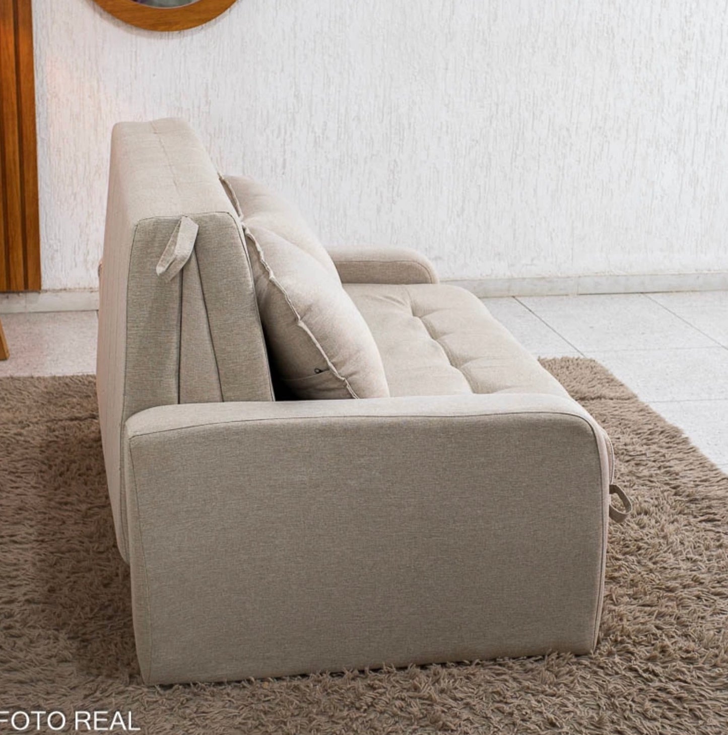 Sofá Cama Amora New Larg. 1.37m Linho Bege 488