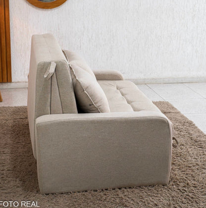Sofá Cama Amora New Larg. 1.37m Linho Bege 488