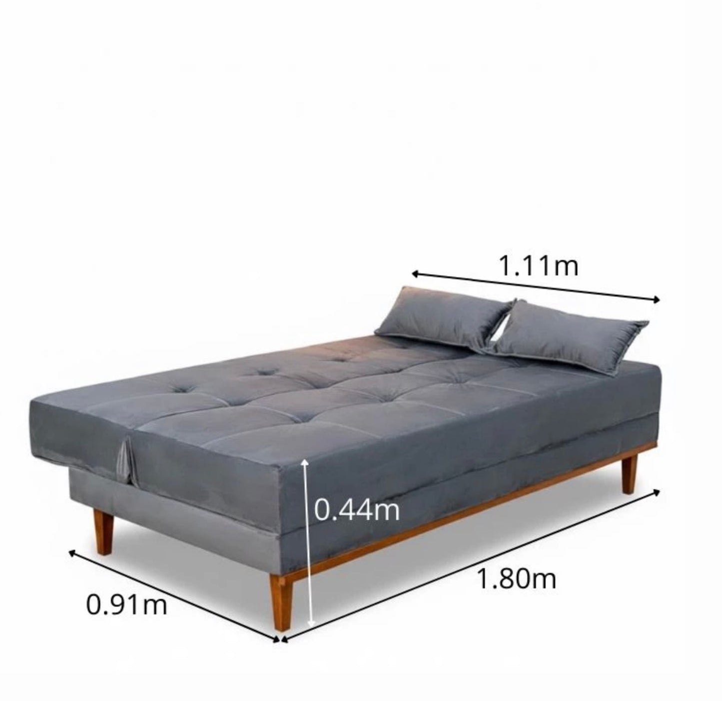 Sofá Cama Madrid Veludo Cinza 2303 Larg. 1.80m - Molas Bonnel