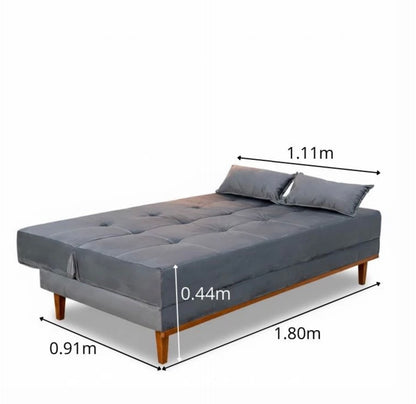 Sofá Cama Madrid Veludo Cinza 2303 Larg. 1.80m - Molas Bonnel