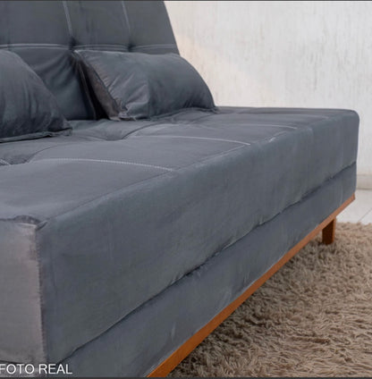 Sofá Cama Madrid Veludo Cinza 2303 Larg. 1.80m - Molas Bonnel
