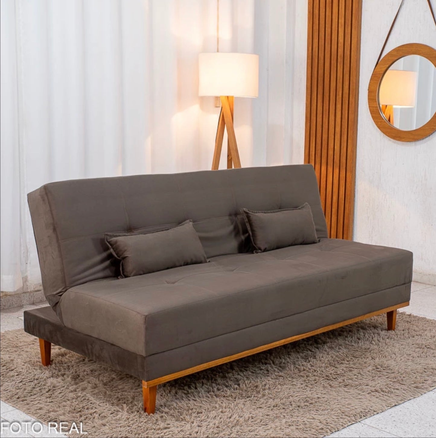 Sofá Cama Madrid Veludo Marrom 2263 Larg. 1.80m - Molas Bonnel