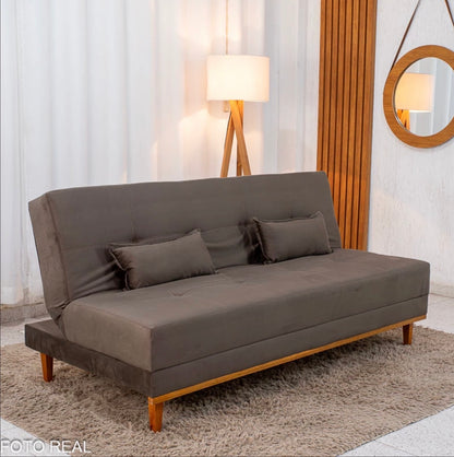 Sofá Cama Madrid Veludo Marrom 2263 Larg. 1.80m - Molas Bonnel