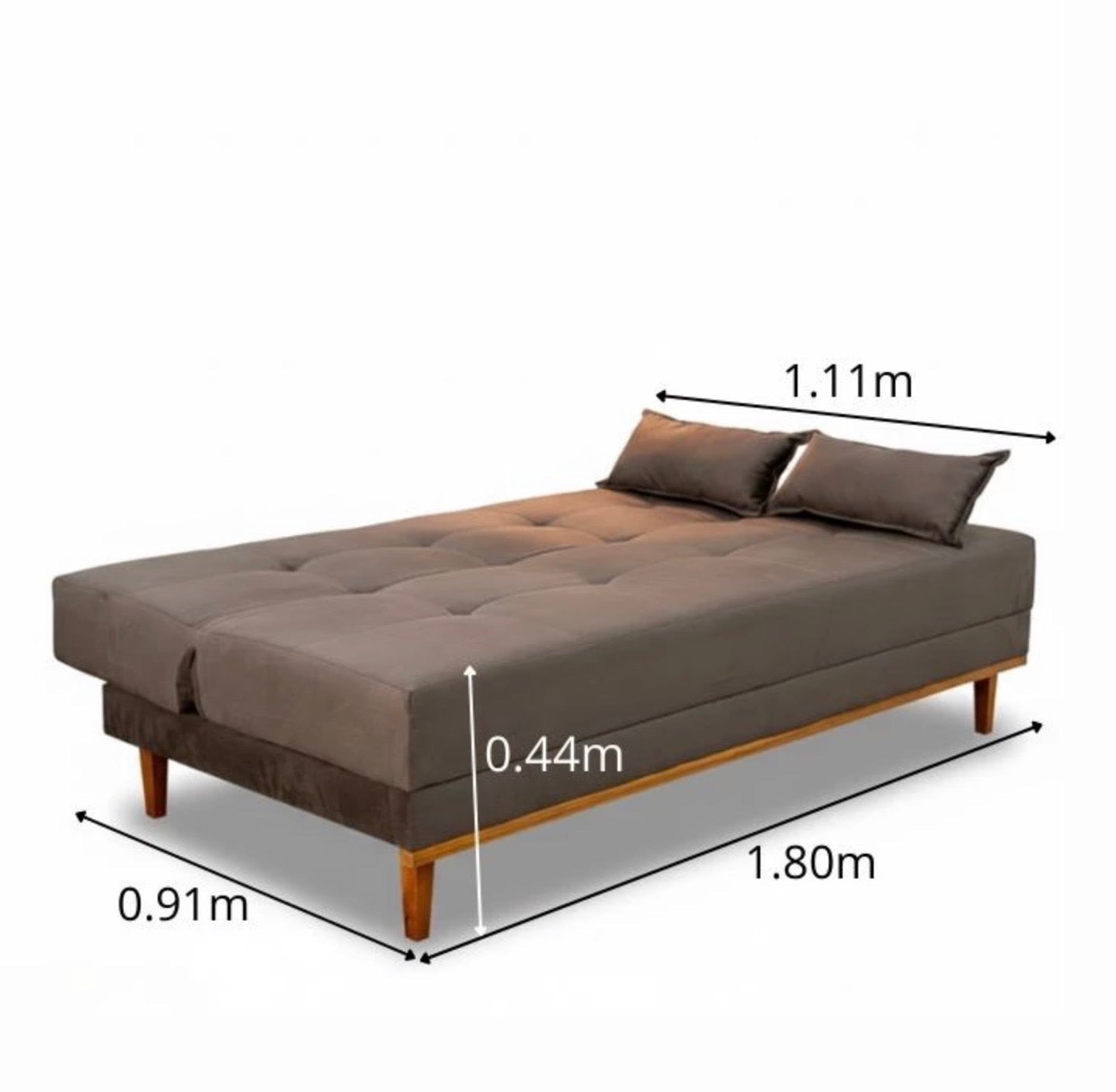 Sofá Cama Madrid Veludo Marrom 2263 Larg. 1.80m - Molas Bonnel