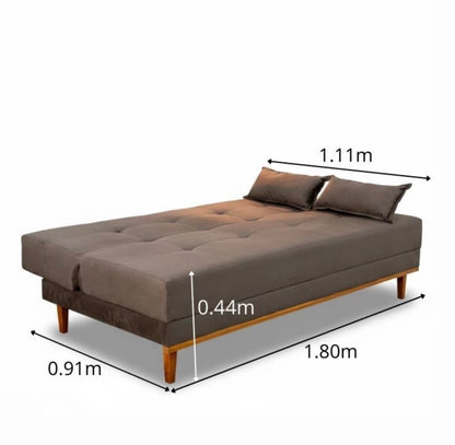 Sofá Cama Madrid Veludo Marrom 2263 Larg. 1.80m - Molas Bonnel