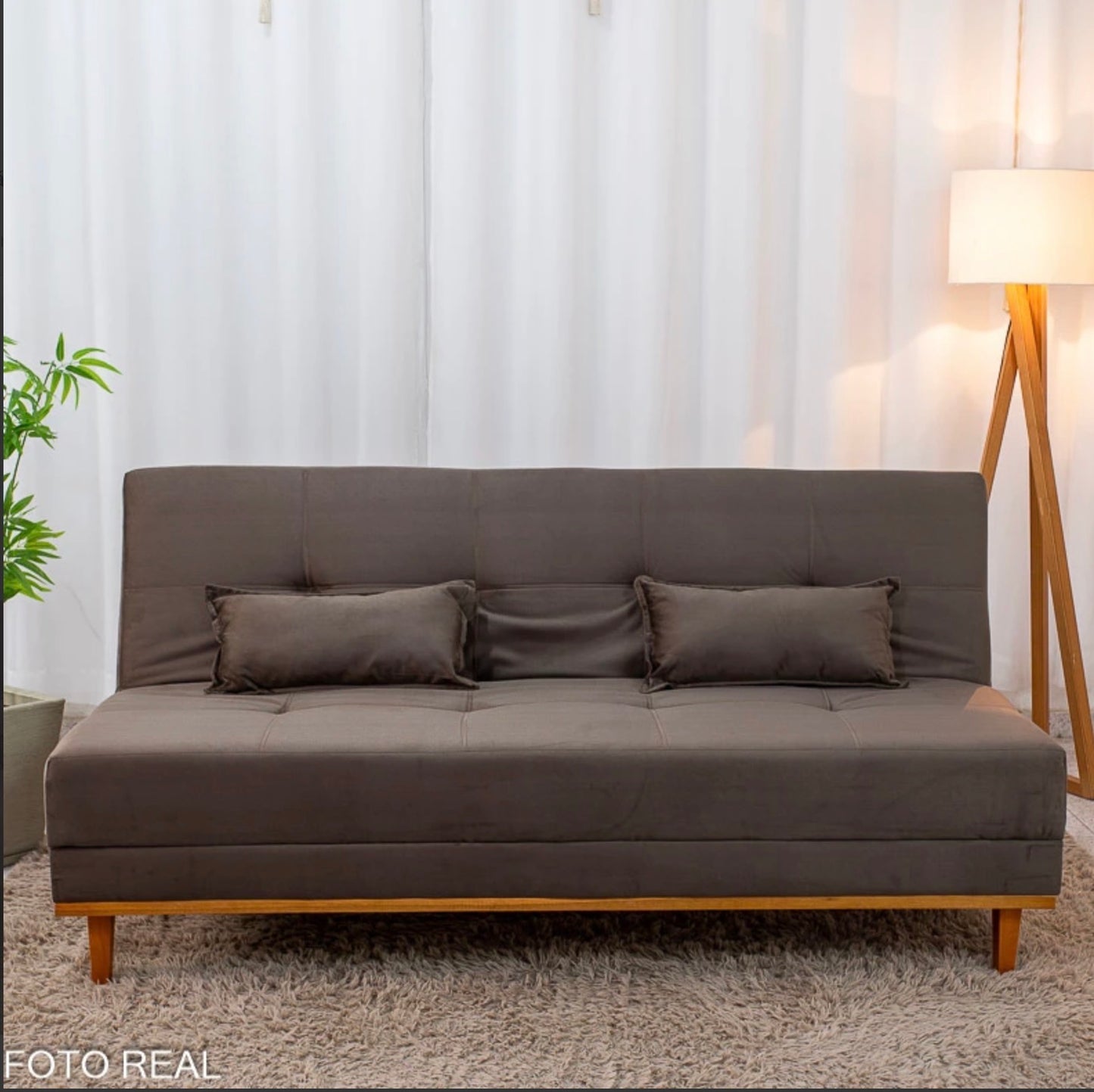 Sofá Cama Madrid Veludo Marrom 2263 Larg. 1.80m - Molas Bonnel