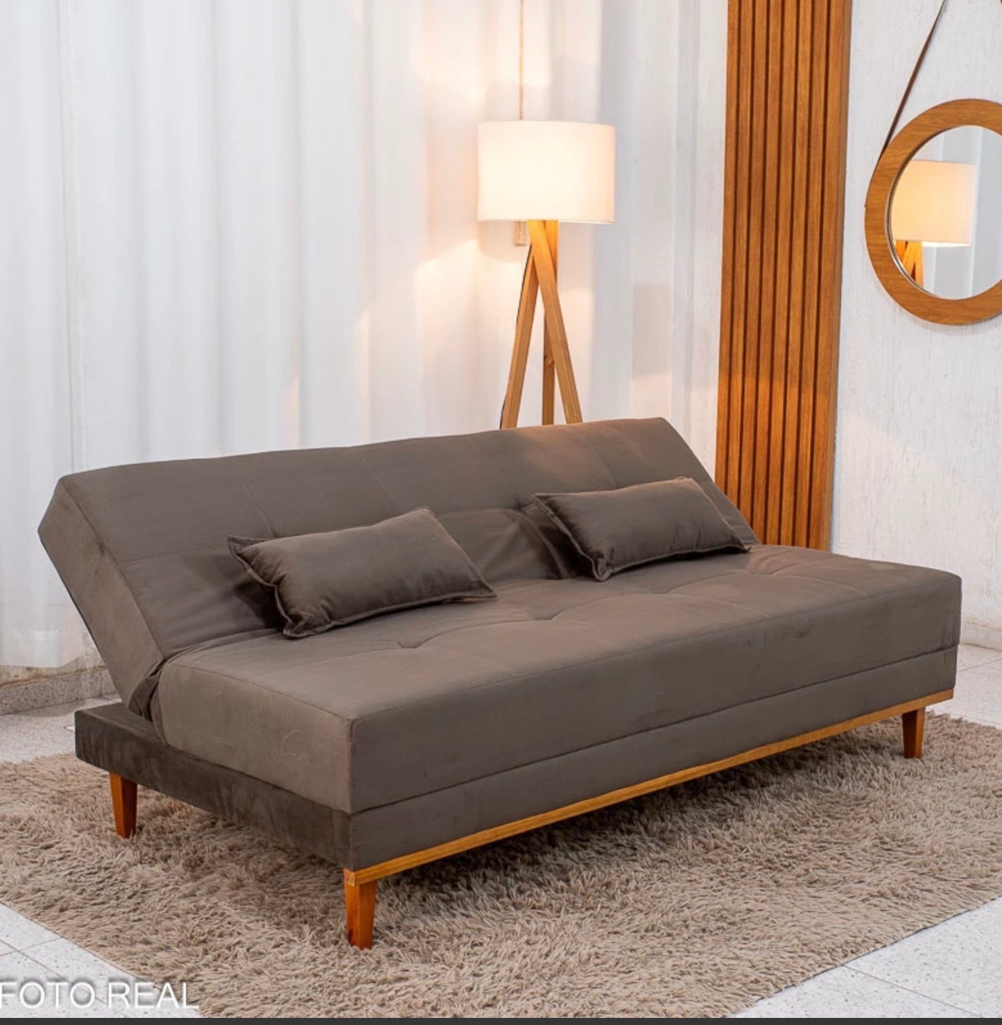 Sofá Cama Madrid Veludo Marrom 2263 Larg. 1.80m - Molas Bonnel