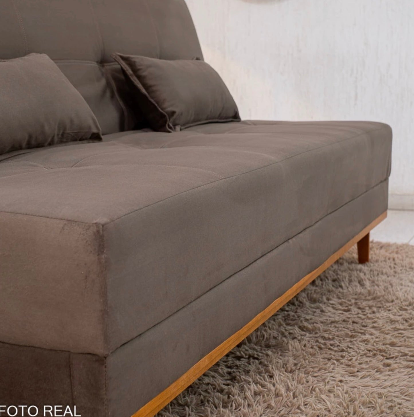 Sofá Cama Madrid Veludo Marrom 2263 Larg. 1.80m - Molas Bonnel