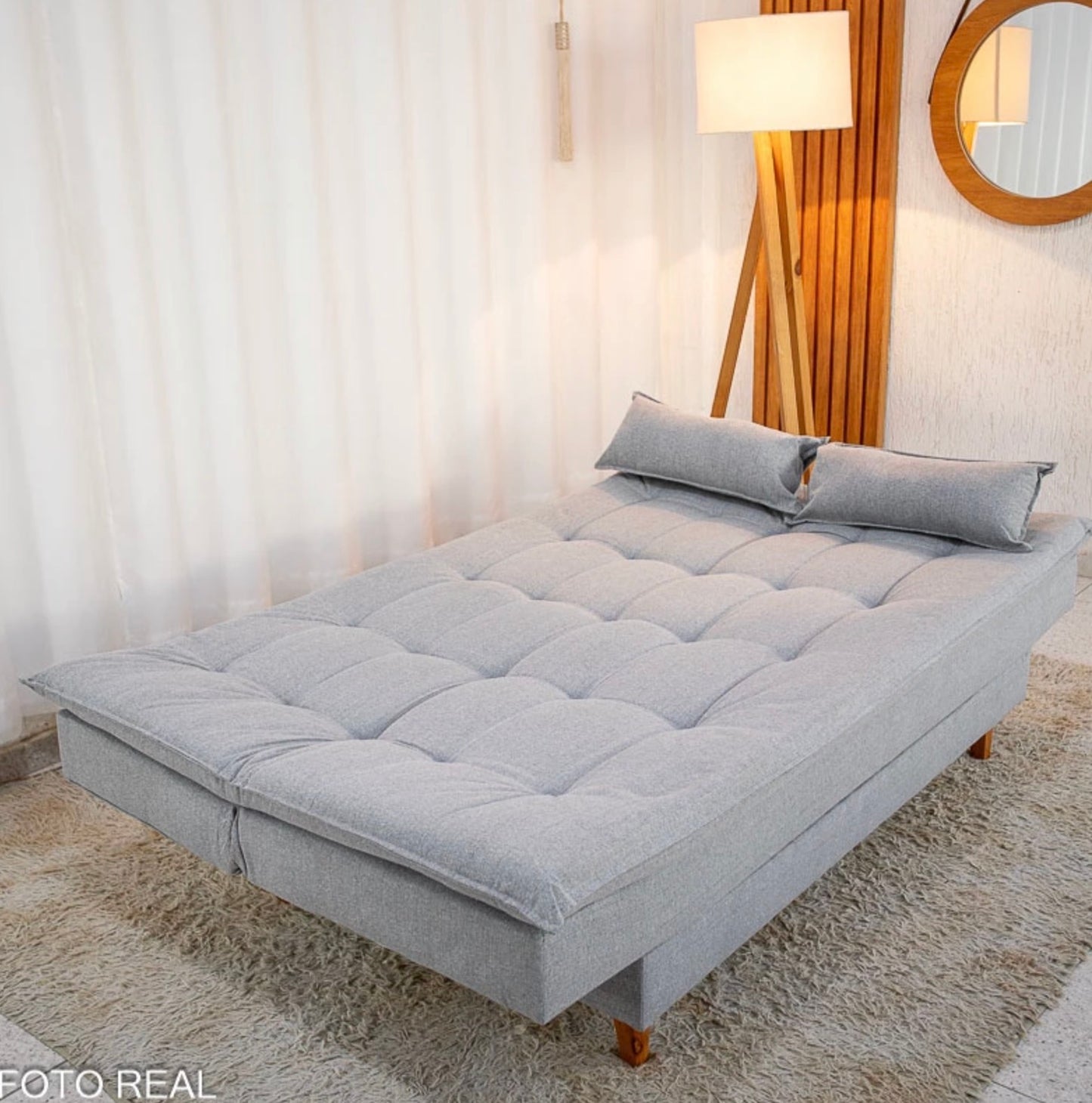 Sofá Cama Premium Linho Cinza 2275 Larg. 1.80m