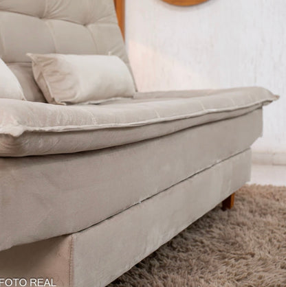 Sofá Cama Premium Veludo Bege 2269 Larg. 1.80m