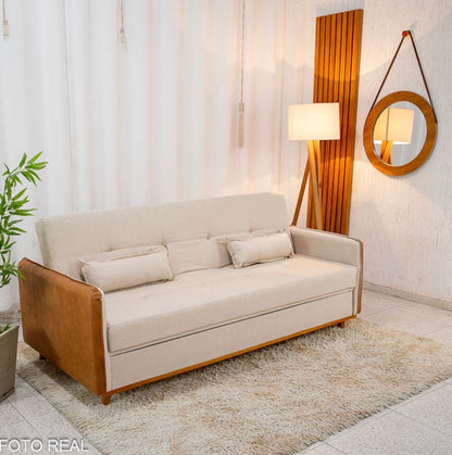 Sofá Cama Ipanema Baú Linho Bege 2274 Larg. 2.05m