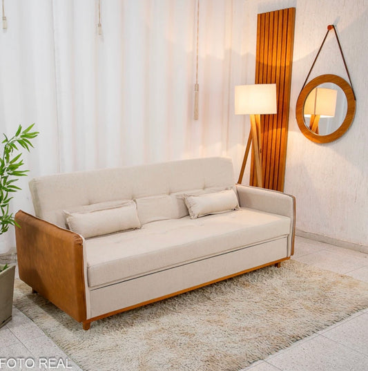 Sofá Cama Ipanema Baú Linho Bege 2274 Larg. 2.05m