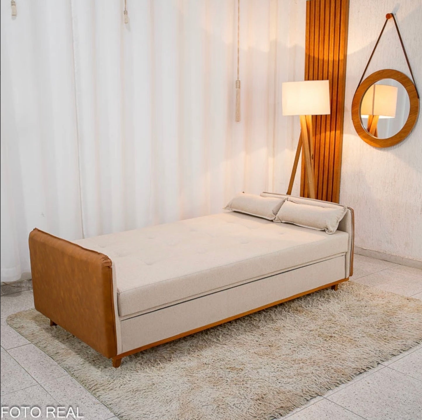 Sofá Cama Ipanema Baú Linho Bege 2274 Larg. 2.05m