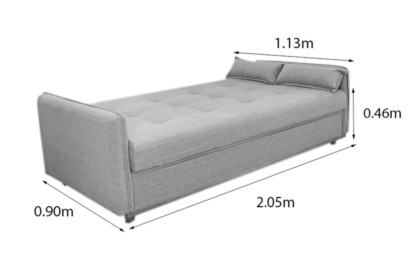 Sofá Cama Ipanema com Baú Linho Cinza 2275 - Larg. 2.05m