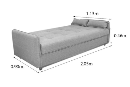 Sofá Cama Ipanema com Baú Linho Cinza 2275 - Larg. 2.05m
