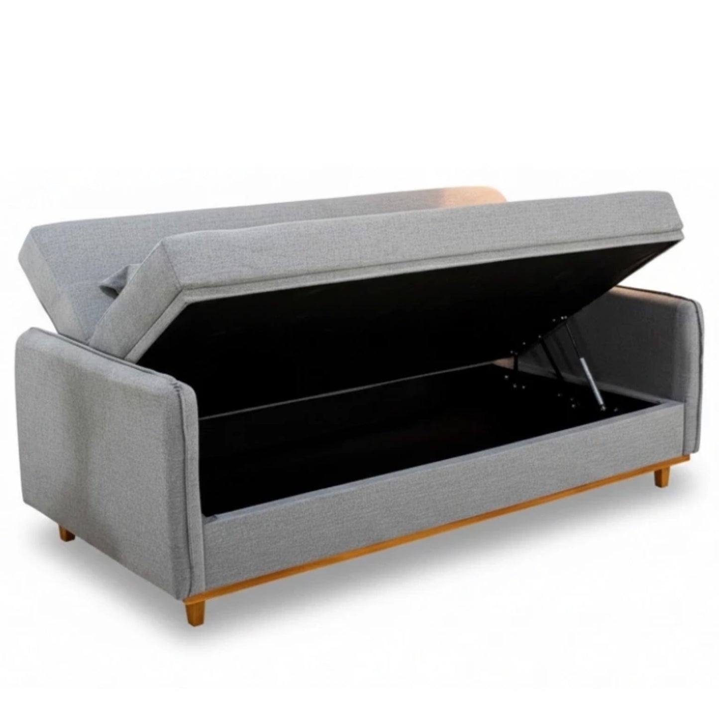 Sofá Cama Ipanema com Baú Linho Cinza 2275 - Larg. 2.05m