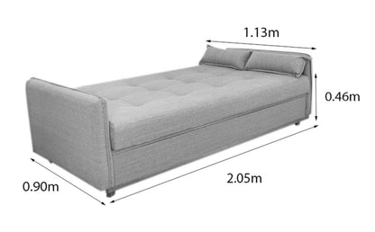 Sofá Cama Ipanema com Baú Linho Cinza 2275 - Larg. 2.05m