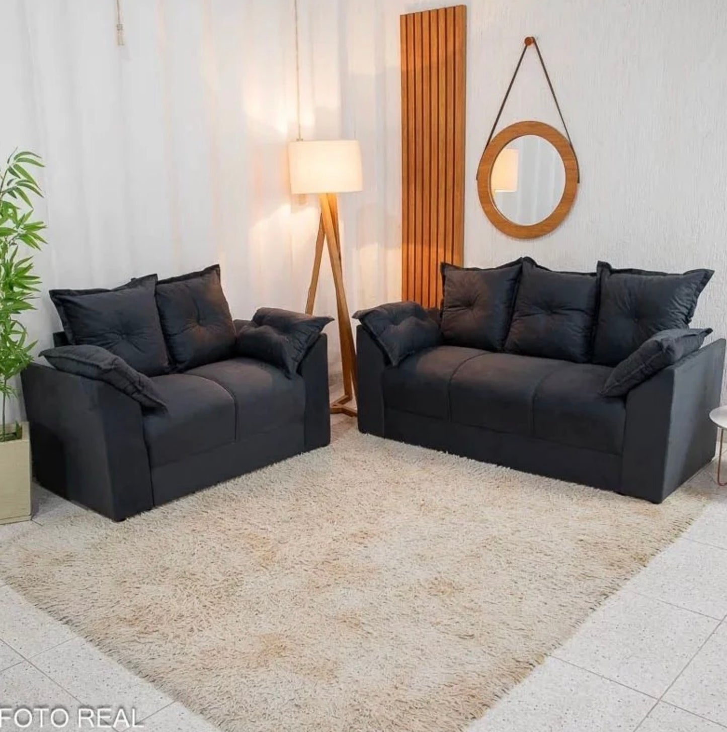 Sofá 3 e 2 lugares Petra Veludinho Chumbo 606