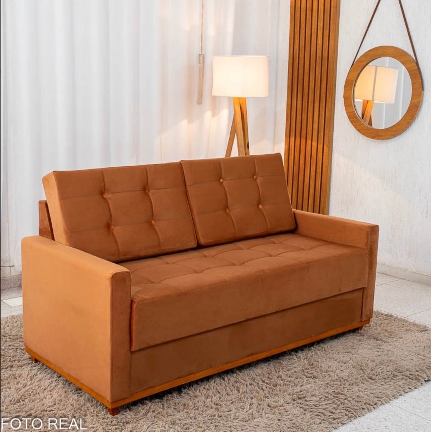 Sofá 3 lugares Living Áustria Veludo Terracota A62 Larg. 1.70m