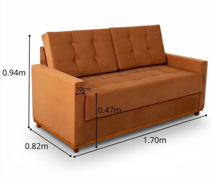 Sofá 3 lugares Living Áustria Veludo Terracota A62 Larg. 1.70m
