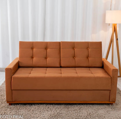 Sofá 3 lugares Living Áustria Veludo Terracota A62 Larg. 1.70m