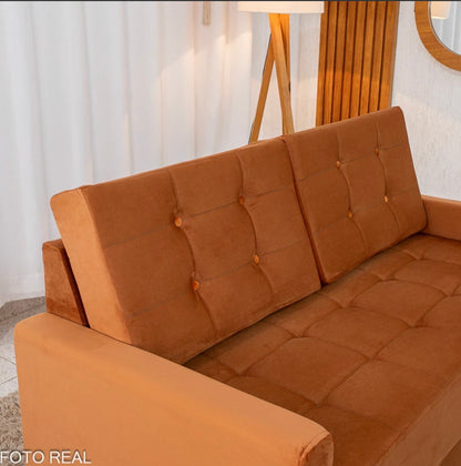 Sofá 3 lugares Living Áustria Veludo Terracota A62 Larg. 1.70m