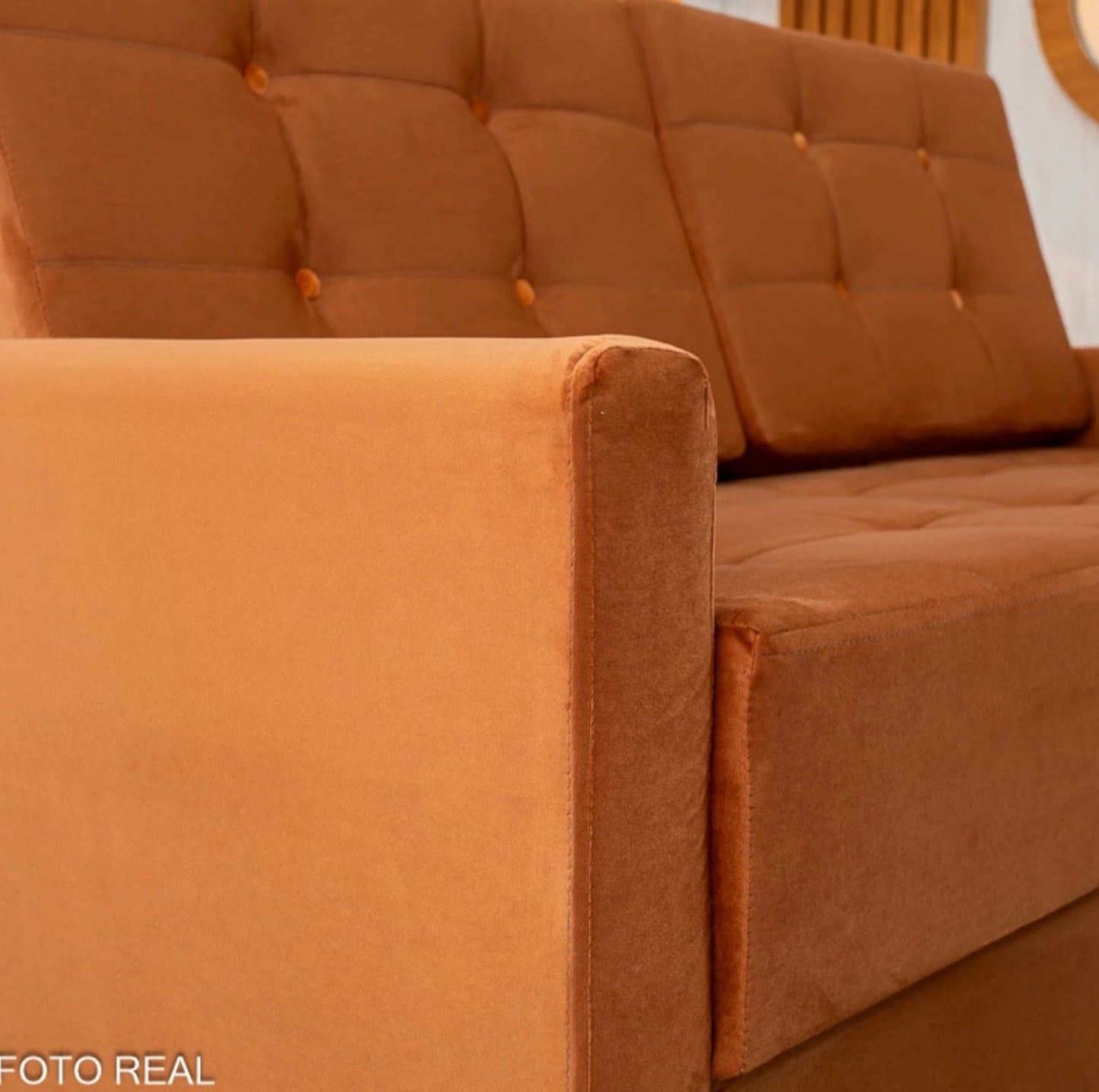 Sofá 3 lugares Living Áustria Veludo Terracota A62 Larg. 1.70m