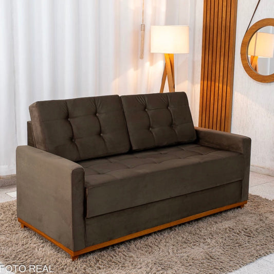Sofá 3 lugares Living Áustria Veludo Marrom A17 Larg. 1.70m