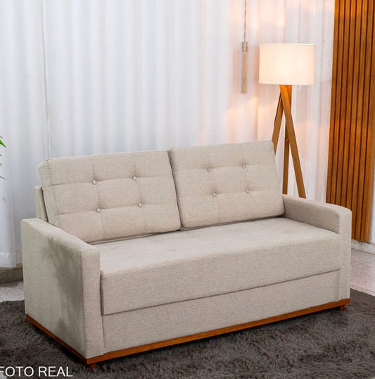 Sofá 3 lugares Living Áustria Linho Bege A57 Larg. 1.70m