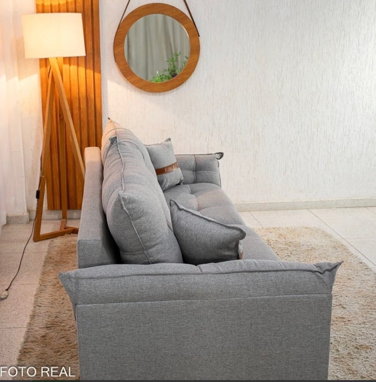 Sofá 3 Lugares Creta Larg. 1.80m Linho Cinza 27 - Molas bonnel