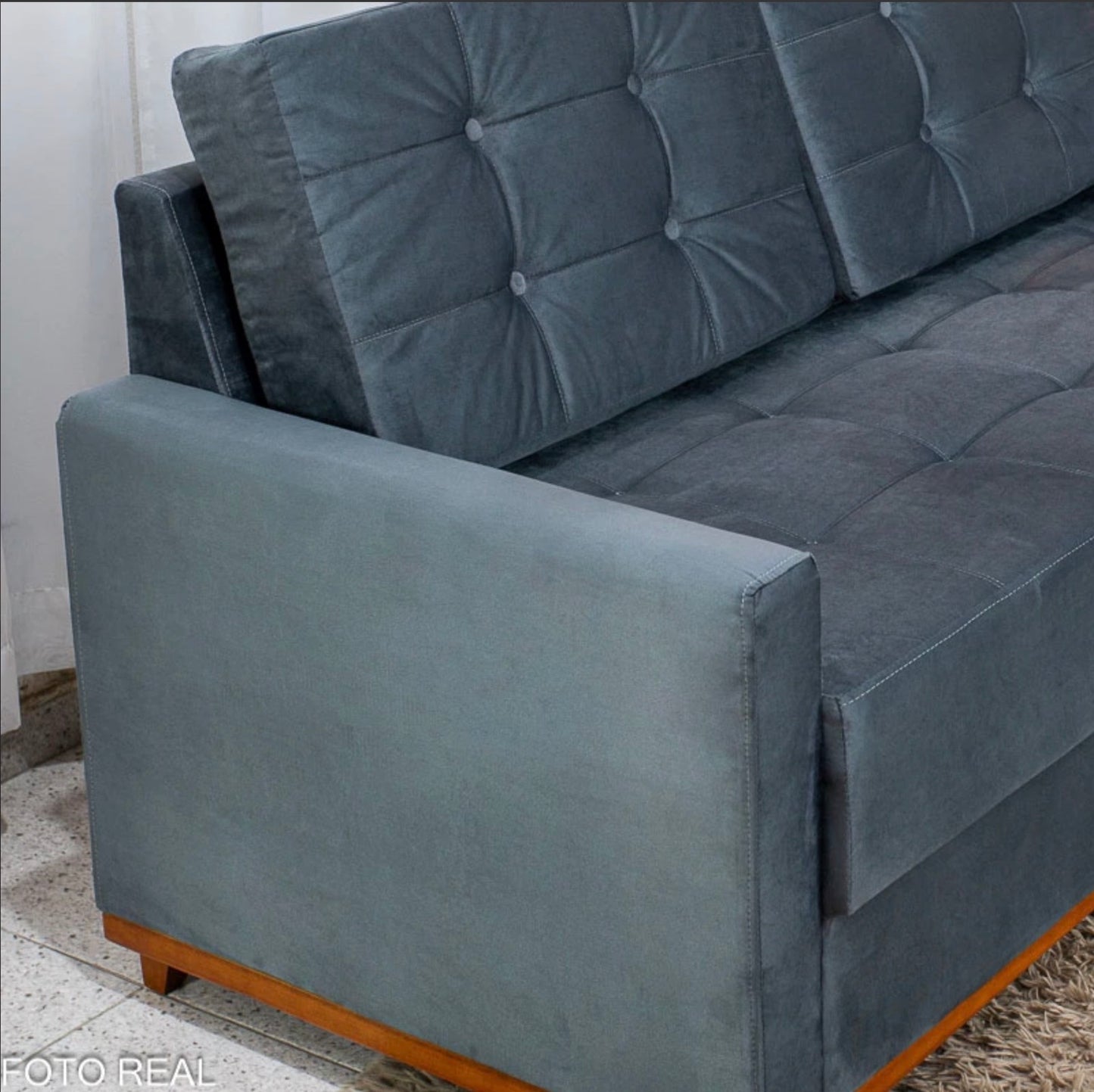 Sofá Áustria 3 Lugares + Poltrona Áustria Veludo Grafite A15