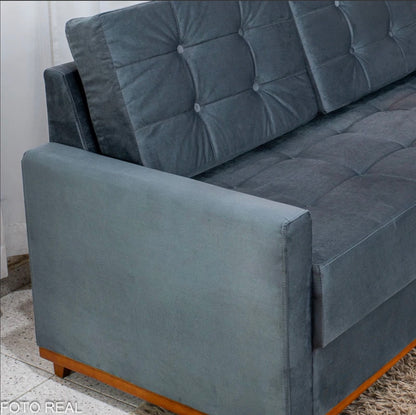 Sofá Áustria 3 Lugares + Poltrona Áustria Veludo Grafite A15