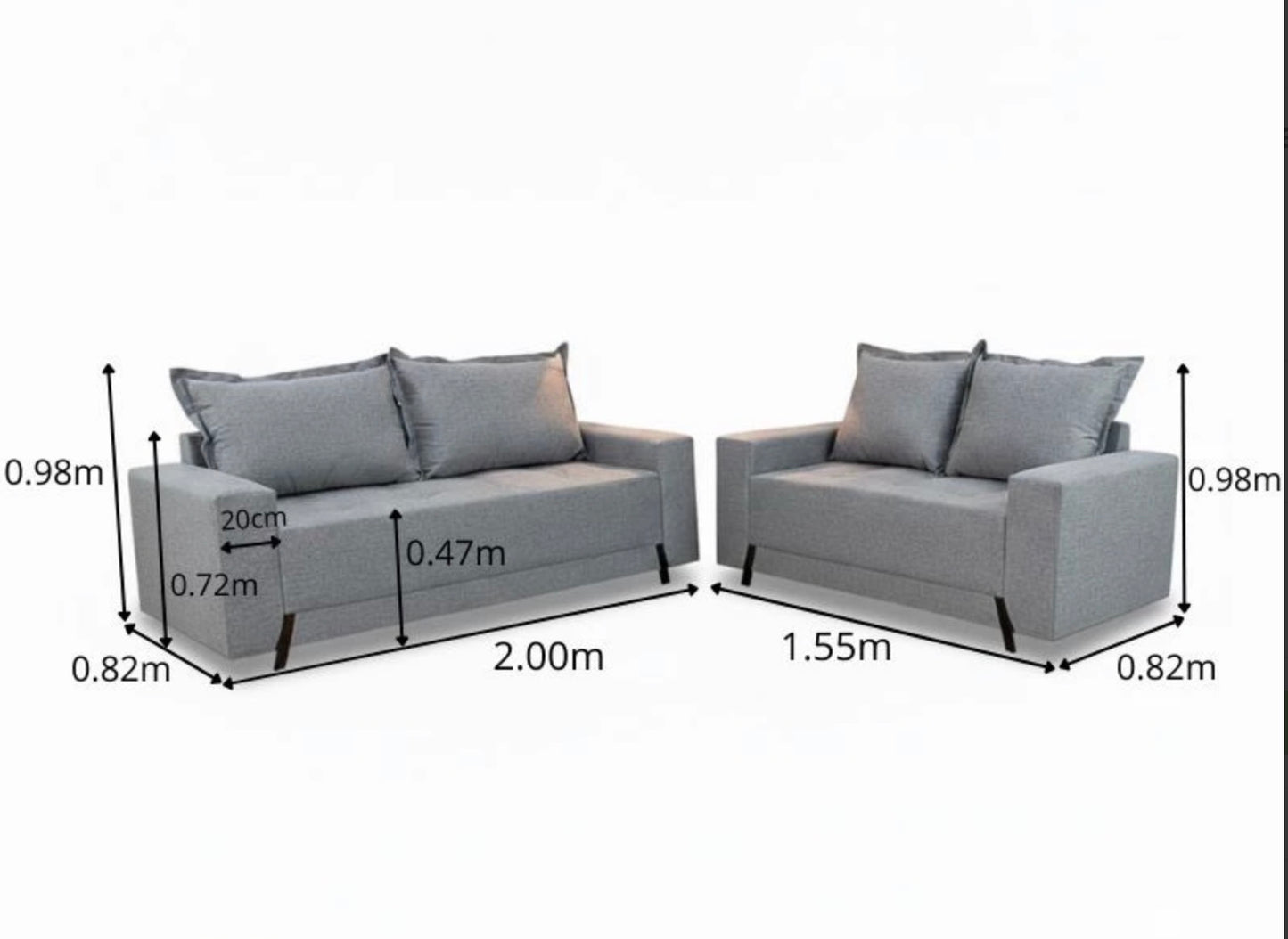 Sofá 3 e 2 lugares 8100 Linho Cinza 27
