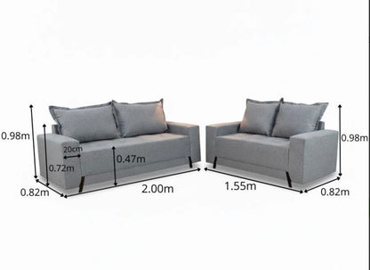 Sofá 3 e 2 lugares 8100 Linho Cinza 27