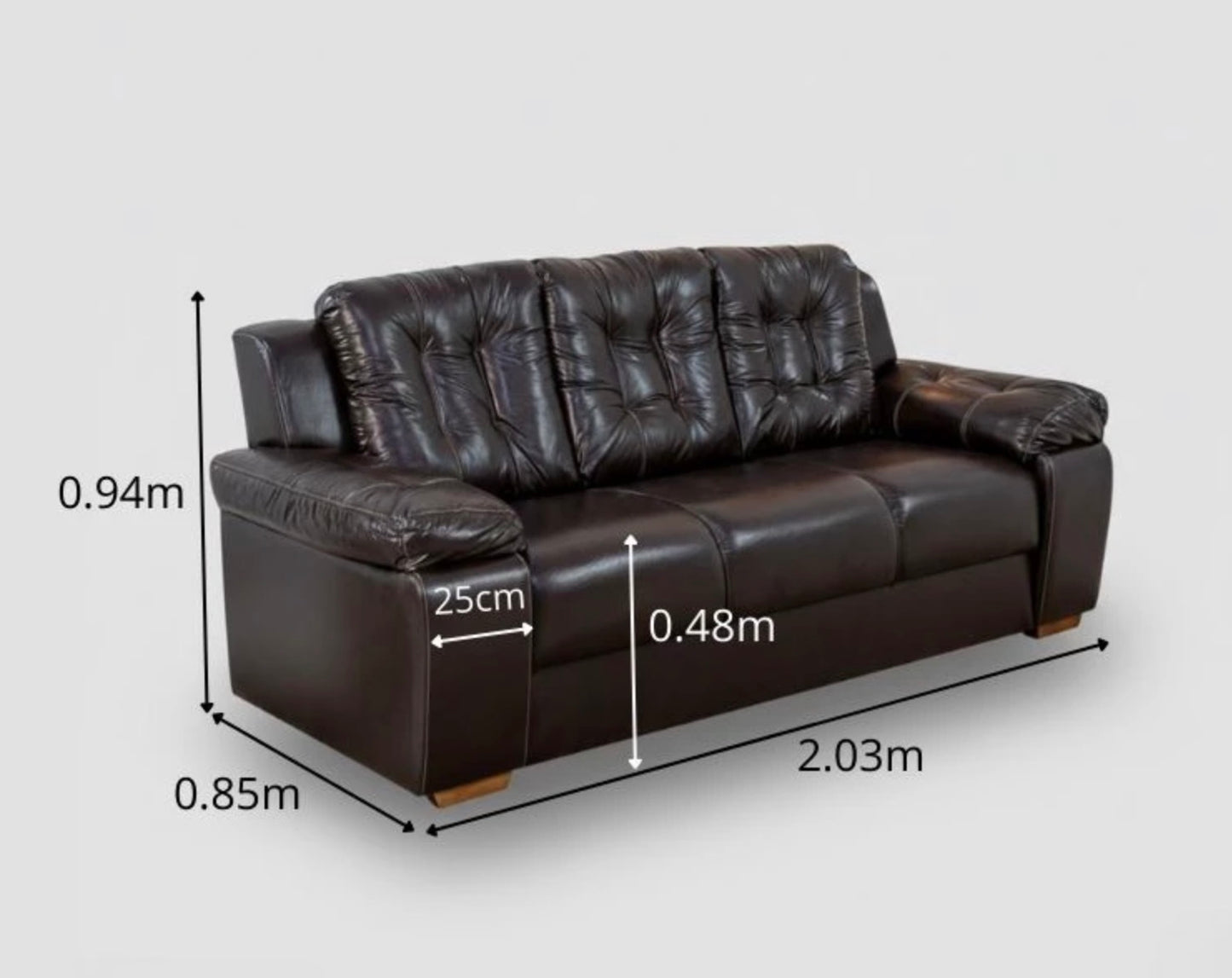 Sofá 3 lugares 240 Korino Café Larg. 2.03m - Rondomóveis