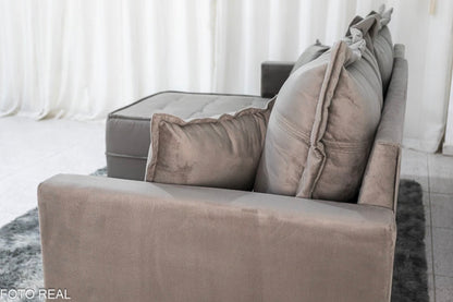 Sofá 3 Lugares Milão 2.30 m Chaise Lado Direito Veludo Cinza 813 - Molas Ensacadas