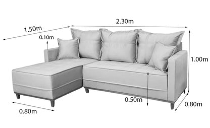 Sofá 3 Lugares Milão 2.30 m Chaise Lado Direito Linho Marrom 1007 - Molas Ensacadas